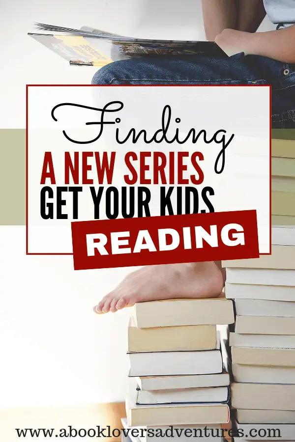 kid sitting on a stack of books - helping your child find a great new series