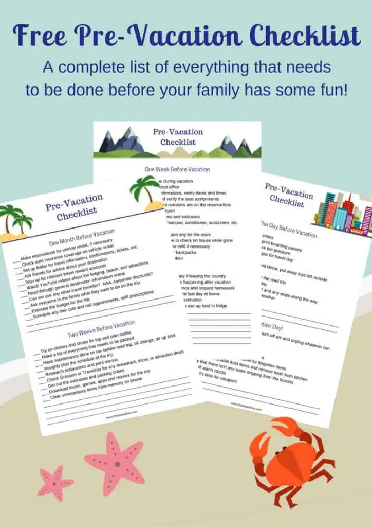 Pre Vacation Checklist