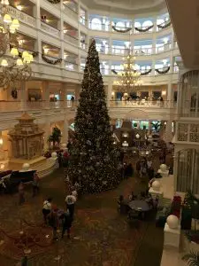 Christmas tree in the lobby at the Grand Floridian