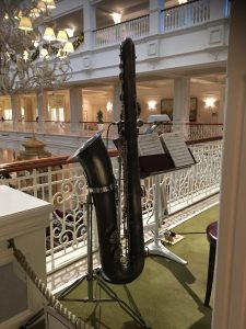 bari sax for the band that plays in the lobby at the Grand Floridian