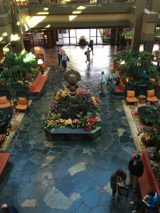 the lobby of the Polynesian Resort hotel