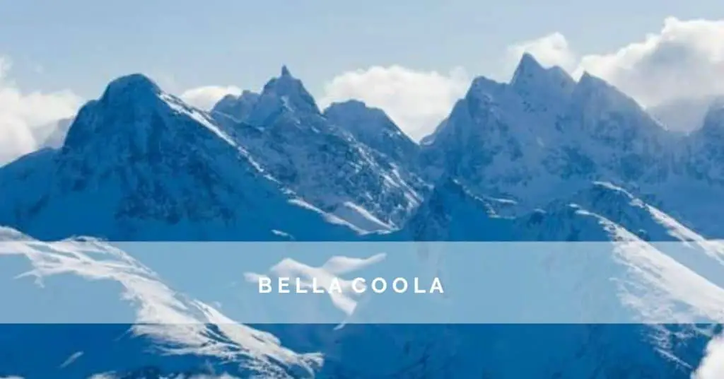 the snowy mountains of Bella Coola BC