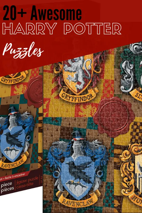 harry potter puzzle box with Hogwarts House logos