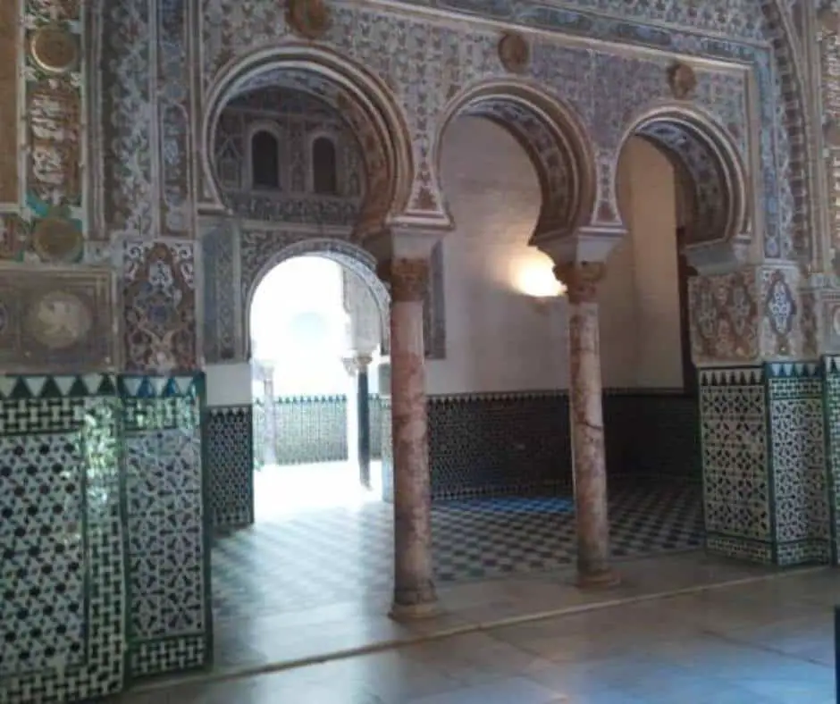 Beautiful tiles in the Royal Alcazar palace in Seville