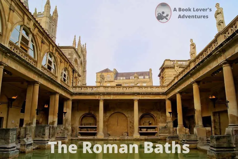 Day Trip to Bath The Roman Baths pool with the pillars around the edges; good to visit on your Day Trip to Bath
